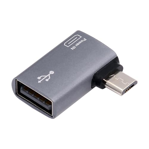cablecc Micro USB 2.0 auf USB Standard Typ-A Buchse OTG Host Adapter links gewinkelt 90 Grad mit Micro USB Strom für Handy Tablet von cablecc