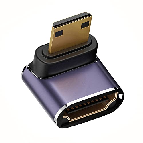 cablecc Mini-HDMI-Stecker auf HDMI 2.1-Buchse UHD-Unterstützung 8K 60 Hz HDTV-Verlängerung Gold-Konverter nach Oben abgewinkelter 90-Grad-Adapter Unterstützt HDCP und 3D von cablecc