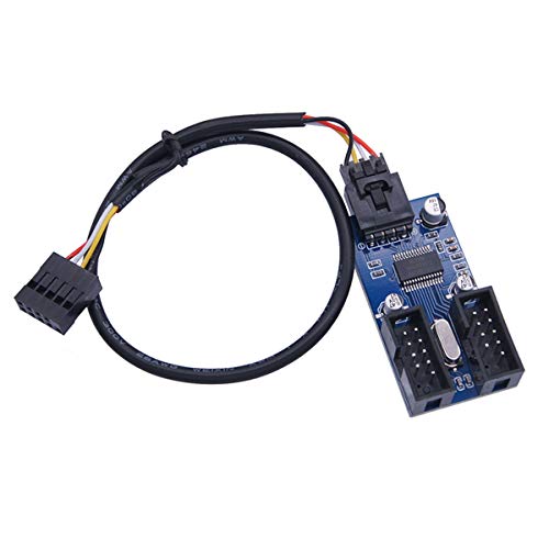 cablecc Motherboard 9-poliger USB 2.0-Header 1 bis 2 Buchse Verlängerungskabel HUB-Anschluss Adapter Port Multilier von cablecc