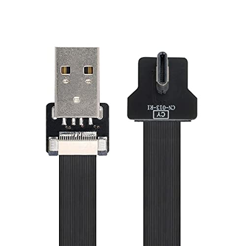cablecc Rechtwinkliger USB 2.0 Typ-A-Stecker auf USB-C-Typ-C-Stecker, flaches FPC-Kabel für FPV & Disk & Telefon, 20 cm von cablecc