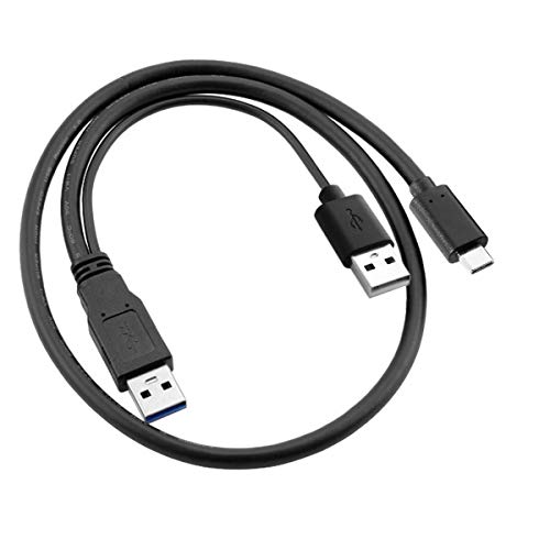 cablecc UC-125Cablecc Typ-C USB-C auf USB 3.0 Stecker & USB 2.0 Dual Power Daten-Y-Kabel für Laptop und Festplatte, 60 cm von cablecc