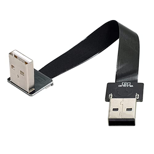 cablecc USB 2.0 Typ-A-Stecker auf Typ-A-Stecker, flach, flach, FPC-Kabel, 90 Grad abgewinkelt, für FPV, Disk, Scanner und Drucker, 20 cm von cablecc