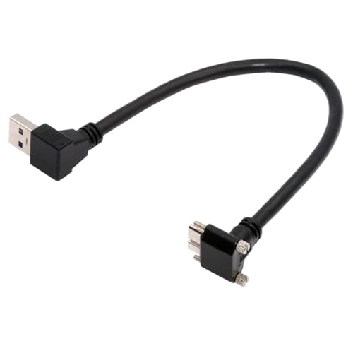 cablecc USB 3.0 A-Stecker, 90 Grad nach unten abgewinkelt auf Micro-B 3.0 Stecker, abgewinkelt, Verriegelungsschraube, Panel-Kabel, 25 cm von cablecc