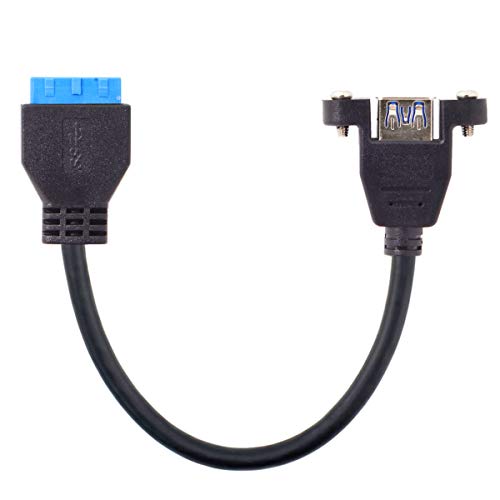 cablecc USB 3.0 Single Port A Female Screw Mount Typ to Motherboard 20pin Header Cable 25cm von cablecc