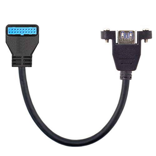 cablecc USB 3.0 Single Port A Female Screw Mount Type to Down Angled Motherboard 20pin Header Cable 90 Degree von cablecc