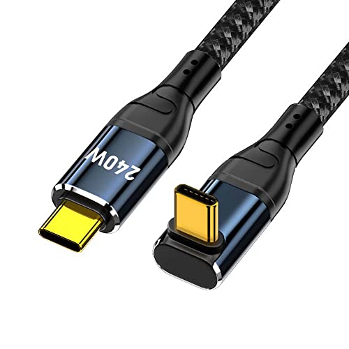 cablecc USB-C 240W 480Mbps 48V 5A Typ-C Kabel kompatibel mit USB2.0 100W Aufladung nach unten abgewinkelt 90 Grad für Laptop Tablet 200cm von cablecc