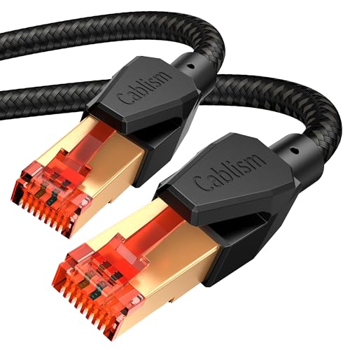 cablism Cat 8 LAN Kabel 8 Meter Ethernet Netzwerkkabel 40Gbps Internet geschirmtes SFTP Kabel 2000MHz RJ45 vergoldet Gigabit Netzwerk patchkabel von cablism