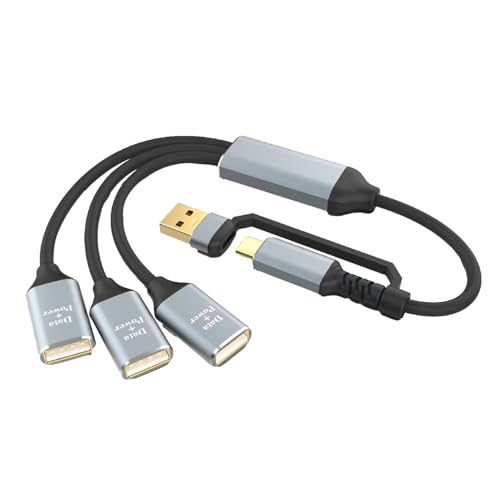 USB-Lade-Splitter, 2-in-1 kompakter USB-Hub, Aluminium-Multi-Port-USB-Adapter, angetriebene USB-Extender mit TPE-Außenseite, Geräteanschluss-Extender für Arbeit und Reisen, keine Treiber oder Software von caits