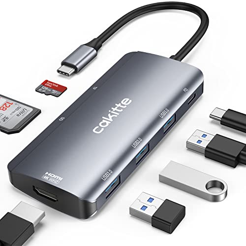 Cakitte USB C Hub Multiport Adapter, 7 in 1 USB-C Hub für MacBook Pro/Air, mit 4K 60Hz HDMI Hub, Typ C Adapter, 100W Power Delivery, USB 3.0 Ports 5Gbps Daten, SD/TF Kartenleser für Laptops von cakitte