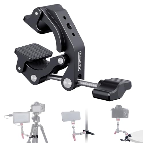 Came-TV Universal-Kamera-Klemmhalterung für Insta360/GoPro, 18–50 mm, robuste Aluminiumlegierung mit 1/4 Zoll und 3/8 Zoll Gewinde, Motorradspiegel/Auto-Kopfstützen-Stangenklemme für Kamera/LED-Licht von cametv