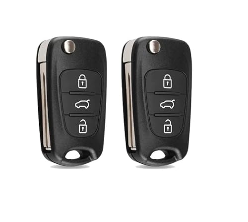 2 Schutzhülle für Schlüssel, Fernbedienung, 3 Tasten, kompatibel mit Hyundai i10 i20 i30 ix20 ix35 Kia Sportage Picanto Sorento Venga Rio Ceed Cerato Paar von car passion