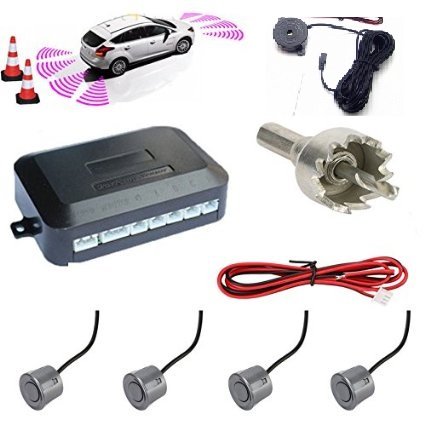 Einparkhilfe-Set à 4 Sensoren für PKW, Transporter, Camper, grau, lackierbar, Anleitung in italienischer Sprache, mit akustischem Signal von car passion