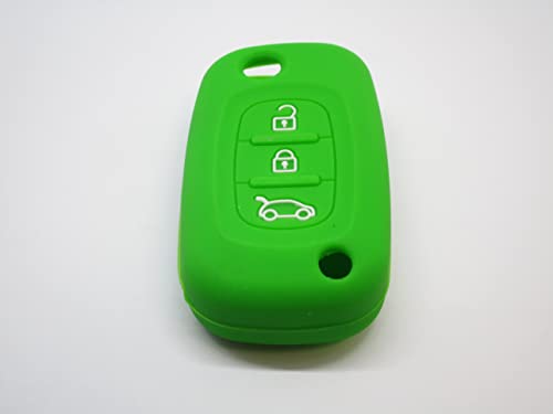 Schlüsselhülle aus Silikon, kompatibel mit Smart 453, Fortwo Forfour Gummi, 3 Tasten, Schlüsselanhänger, weiche Schutzhülle für Auto-Fernbedienung (grün) von car passion