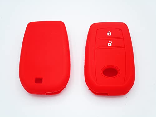 Schlüsselhülle kompatibel mit Toyota Yaris Aygo RAV4 Avensis Auris C-HR Land Cruiser Silikon Gummi 2 Tasten Schlüsselanhänger Weiche Schutz Fernbedienung Auto (Rot) von car passion