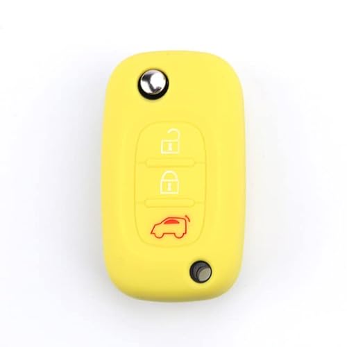 Schutzhülle aus Silikon, kompatibel mit Smart 453, Fortwo Forfour Gummi, 3 Tasten, Schlüsselanhänger, weiche Schutzhülle für Auto-Fernbedienung (Gelb) von car passion