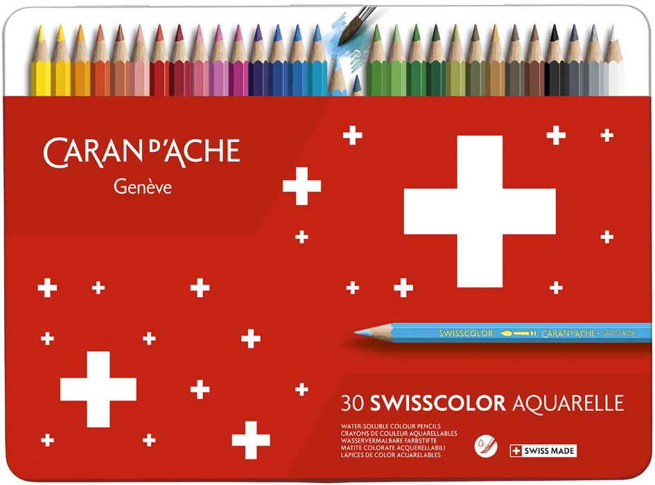 CARAN D, ACHE Buntstifte Swisscolor Aquarelle,30er Metalletui von caran d, ache