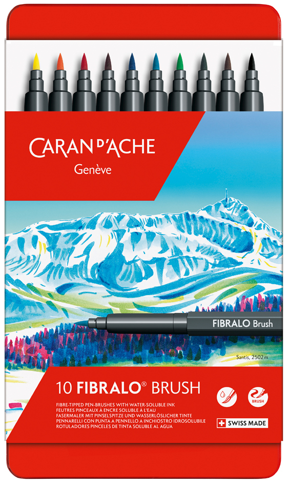 CARAN D, ACHE Fasermaler FIBRALO Brush, 10er Metalletui von caran d, ache