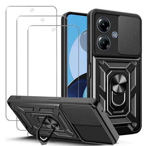 carinacoco Hülle für Motorola Moto G14, Slide Camera Cover mit Drehbarem Fingerring Ständer Anti-Scratch Hard Armour Shell Stoßfest Bumper Cover mit 3 Panzerglas Schutzfolie, Schwarz carinacoco Hülle für Motorola Moto G14, Slide Camera Cover mit Drehbarem Fingerring Ständer Anti-Scratch Hard Armour Shell Stoßfest Bumper Cover mit 3 Panzerglas Schutzfolie, Schwarz von carinacoco