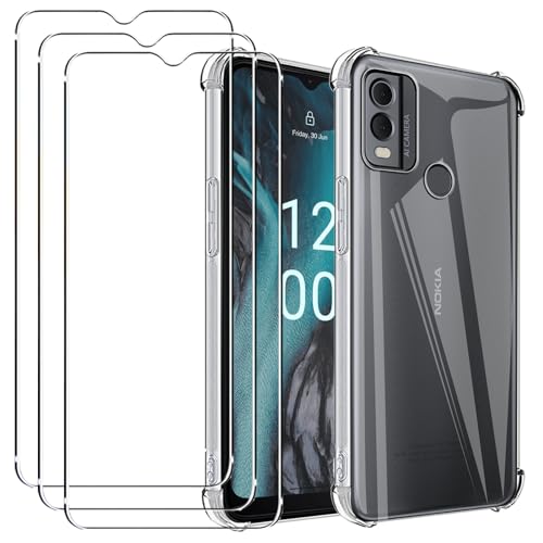 carinacoco Klare Schutzhülle für Nokia C22 mit 3 Displayschutzfolien aus gehärtetem Glas, Ultra Slim Fit, weiche TPU-Eckstoßstange, Airbag-Fallschutz, stoßfest, kratzfest, kristallklare Handyhülle carinacoco Klare Schutzhülle für Nokia C22 mit 3 Displayschutzfolien aus gehärtetem Glas, Ultra Slim Fit, weiche TPU-Eckstoßstange, Airbag-Fallschutz, stoßfest, kratzfest, kristallklare Handyhülle von carinacoco