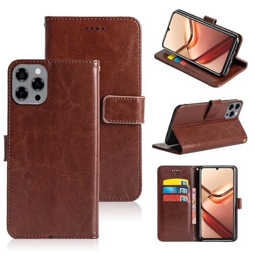 carinacoco Lederhülle für DOOGEE Note 58/58 Pro, Flip Folio Wallet + Inner Slim TPU Case, mit Kartenfächern und Handschlaufe, [Standfunktion], [RFID-Blockierung], Magnetverschluss, stoßfeste Abdeckung von carinacoco