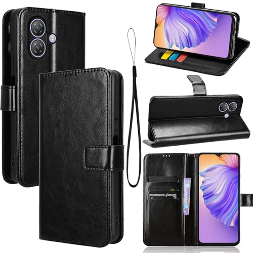 carinacoco Lederhülle für Ulefone Note 21, Flip Folio Wallet + Inner Slim TPU Case, mit Kartenfächern und Handschlaufe, [Standfunktion], [RFID-Blockierung], Magnetverschluss, stoßfeste Abdeckung von carinacoco