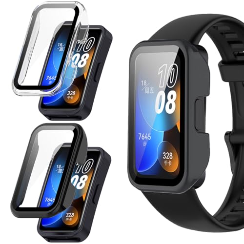 carinacoco PC-Hülle, kompatibel mit Huawei Band 10/Band 10 NFC/Band 9/Band 8, mit Displayschutzfolie aus gehärtetem Glas, volle Abdeckung, hartes Polycarbonat, stoßfest, Schwarz + Transparent, 2 Stück carinacoco PC-Hülle, kompatibel mit Huawei Band 10/Band 10 NFC/Band 9/Band 8, mit Displayschutzfolie aus gehärtetem Glas, volle Abdeckung, hartes Polycarbonat, stoßfest, Schwarz + Transparent, 2 Stück von carinacoco