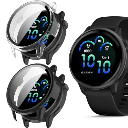 carinacoco PC-Schutzhülle kompatibel mit Garmin Vivoactive 6, mit Displayschutzfolie aus gehärtetem Glas, vollständige Abdeckung, hartes Polycarbonat, stoßfest, Schwarz + Transparent, 2 Stück carinacoco PC-Schutzhülle kompatibel mit Garmin Vivoactive 6, mit Displayschutzfolie aus gehärtetem Glas, vollständige Abdeckung, hartes Polycarbonat, stoßfest, Schwarz + Transparent, 2 Stück von carinacoco