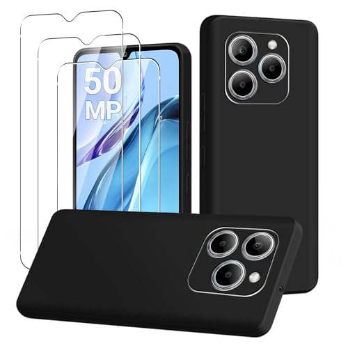 carinacoco Schutzhülle für Fossibot S2 mit 3 Displayschutzfolien aus gehärtetem Glas, ultradünn, stoßfest, kratzfest, robust, weich, TPU, matt, Schwarz von carinacoco