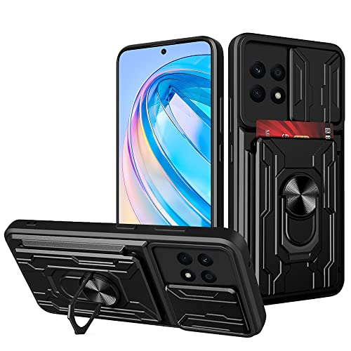 carinacoco Schutzhülle für Honor X8a, kratzfest, stoßfest, robust, harte Rüstung mit Schiebe-Kamera-Abdeckung+drehbarem Fingerring-Ständer+abnehmbarem Kartenhalter, Schwarz carinacoco Schutzhülle für Honor X8a, kratzfest, stoßfest, robust, harte Rüstung mit Schiebe-Kamera-Abdeckung+drehbarem Fingerring-Ständer+abnehmbarem Kartenhalter, Schwarz von carinacoco