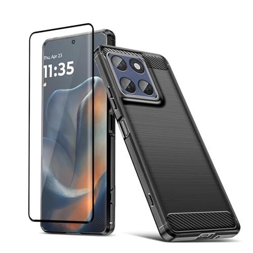 carinacoco Schutzhülle für Motorola Edge 60, mit 1 Packung 3D-Displayschutzfolie, weiches TPU, ultradünn, Karbonfaser-Textur, stoßfest, stoßfest, stoßfest, stoßfest, kratzfest, Schwarz carinacoco Schutzhülle für Motorola Edge 60, mit 1 Packung 3D-Displayschutzfolie, weiches TPU, ultradünn, Karbonfaser-Textur, stoßfest, stoßfest, stoßfest, stoßfest, kratzfest, Schwarz von carinacoco