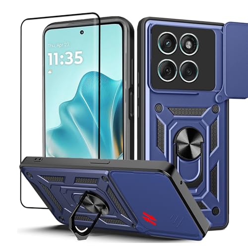 carinacoco Schutzhülle für Motorola Edge 60 Fusion, mit 3D-Displayschutzfolie, mit Schiebe-Kamera-Abdeckung und Fingerring-Ständer, weiches TPU + hartes Polycarbonat, kratzfest, stoßfest, Blau, 1 carinacoco Schutzhülle für Motorola Edge 60 Fusion, mit 3D-Displayschutzfolie, mit Schiebe-Kamera-Abdeckung und Fingerring-Ständer, weiches TPU + hartes Polycarbonat, kratzfest, stoßfest, Blau, 1 von carinacoco
