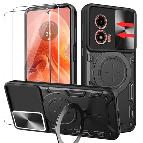 carinacoco Schutzhülle für Motorola Moto G04/G24, mit Schiebe-Kamera-Abdeckung und drehbarem Fingerring-Ständer, weiches TPU + hartes Polycarbonat, kratzfest, stoßfest, robuste Panzerhülle mit 2 carinacoco Schutzhülle für Motorola Moto G04/G24, mit Schiebe-Kamera-Abdeckung und drehbarem Fingerring-Ständer, weiches TPU + hartes Polycarbonat, kratzfest, stoßfest, robuste Panzerhülle mit 2 von carinacoco