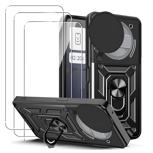 carinacoco Schutzhülle für Nothing Phone 3a Pro mit 3 Displayschutzfolien aus gehärtetem Glas, mit Schiebe-Kamera-Abdeckung und Fingerring-Ständer, weiches TPU + hartes PC, kratzfest, stoßfest carinacoco Schutzhülle für Nothing Phone 3a Pro mit 3 Displayschutzfolien aus gehärtetem Glas, mit Schiebe-Kamera-Abdeckung und Fingerring-Ständer, weiches TPU + hartes PC, kratzfest, stoßfest von carinacoco