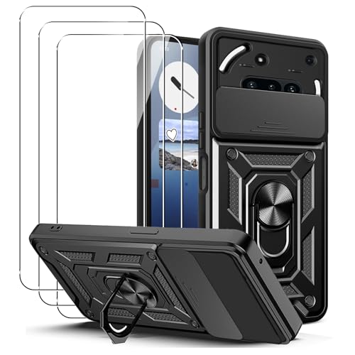carinacoco Schutzhülle für Nothing Phone 3a mit 3 Displayschutzfolien aus gehärtetem Glas, mit Schiebe-Kamera-Abdeckung und Fingerring-Ständer, weiches TPU + hartes Polycarbonat, kratzfest, stoßfest carinacoco Schutzhülle für Nothing Phone 3a mit 3 Displayschutzfolien aus gehärtetem Glas, mit Schiebe-Kamera-Abdeckung und Fingerring-Ständer, weiches TPU + hartes Polycarbonat, kratzfest, stoßfest von carinacoco