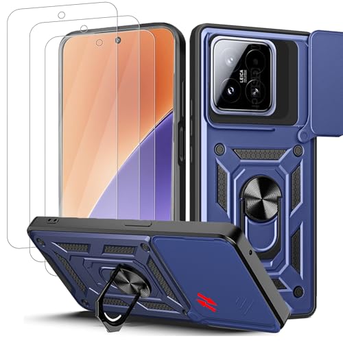 carinacoco Schutzhülle für Xiaomi 15 mit 3 gehärtetem Glas Displayschutzfolie, mit Schiebe-Kamera-Abdeckung und Fingerring-Ständer, weiches TPU+hartes PC, Anti-Kratzer, stoßfest, Panzerabdeckung, Blau carinacoco Schutzhülle für Xiaomi 15 mit 3 gehärtetem Glas Displayschutzfolie, mit Schiebe-Kamera-Abdeckung und Fingerring-Ständer, weiches TPU+hartes PC, Anti-Kratzer, stoßfest, Panzerabdeckung, Blau von carinacoco