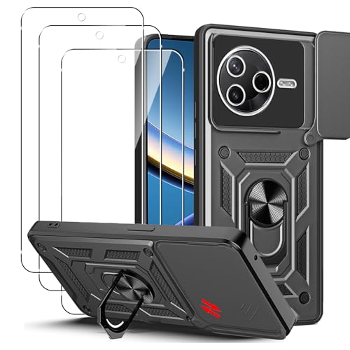 carinacoco Schutzhülle für Xiaomi POCO F7 Pro mit 3 Displayschutzfolien aus gehärtetem Glas, mit Schiebe-Kamera-Abdeckung und Fingerring-Ständer, weiches TPU + hartes Polycarbonat, kratzfest, stoßfest carinacoco Schutzhülle für Xiaomi POCO F7 Pro mit 3 Displayschutzfolien aus gehärtetem Glas, mit Schiebe-Kamera-Abdeckung und Fingerring-Ständer, weiches TPU + hartes Polycarbonat, kratzfest, stoßfest von carinacoco