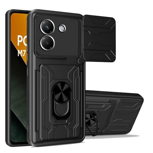 carinacoco Schutzhülle für Xiaomi Poco M7 Pro, mit Schiebe-Kamera-Abdeckung, drehbarem Fingerring-Ständer und abnehmbarem Kartenhalter, weiches TPU + hartes Polycarbonat, kratzfest, stoßfest, robuste carinacoco Schutzhülle für Xiaomi Poco M7 Pro, mit Schiebe-Kamera-Abdeckung, drehbarem Fingerring-Ständer und abnehmbarem Kartenhalter, weiches TPU + hartes Polycarbonat, kratzfest, stoßfest, robuste von carinacoco