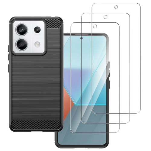 carinacoco Schutzhülle für Xiaomi Poco X6 5G/Redmi Note 13 Pro mit 3 gehärteten Glasarten, weiche TPU-Karbonfaser-Textur, stoßfest, kratzfest, ultradünn carinacoco Schutzhülle für Xiaomi Poco X6 5G/Redmi Note 13 Pro mit 3 gehärteten Glasarten, weiche TPU-Karbonfaser-Textur, stoßfest, kratzfest, ultradünn von carinacoco