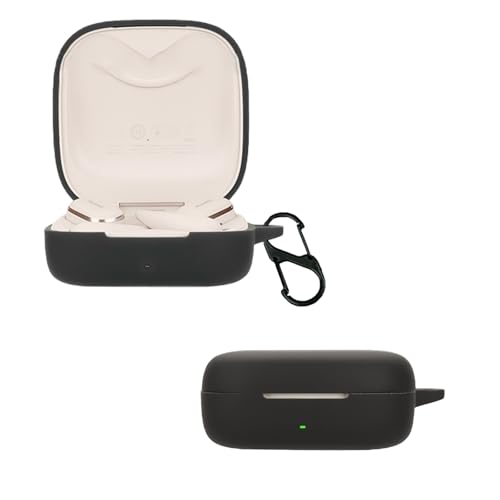 carinacoco Silikonhülle für Huawei FreeArc mit Karabiner, weich und flexibel, ultradünn, stoßfest, Slim-Fit, Anti-Fall-Kopfhörer-Hülle für Huawei FreeArc, Schwarz von carinacoco