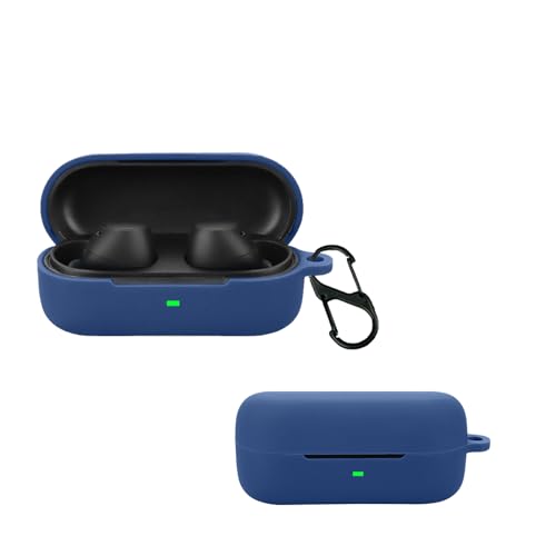carinacoco Silikonhülle für SONY WF-C510 mit Karabiner, weich und flexibel, ultradünn, stoßfest, Slim-Fit Anti-Fall-Kopfhörer-Hülle für SONY WF-C510, Blau von carinacoco