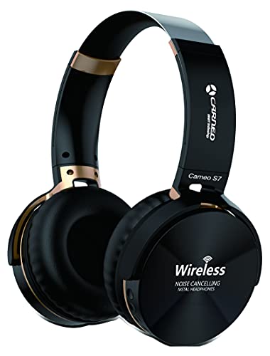 Carneo S7 Schwarz, Bluetooth kabellose Over Ear Kopfhörer, Freisprechbearbeitung von Telefonanrufen, MP3-Player und FM-Tuner, Umgebungsgeräuschreduzierungsfunktion,Steuerung direkt am Kopfhörer von carneo