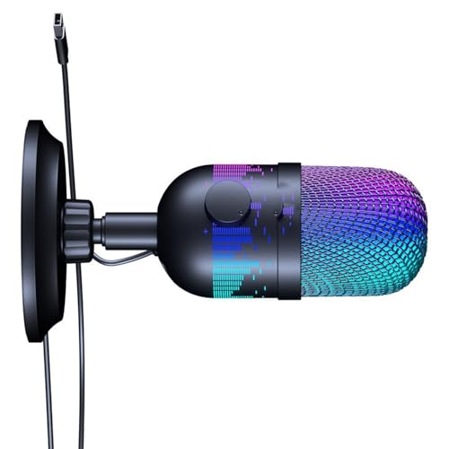 carotoe Gaming-USB-Mikrofon mit lebendigem LED-Beleuchtungsdesign zum Streaming auf PC-Konsolen, Mikrofon mit 180 cm langem Kabel carotoe Gaming-USB-Mikrofon mit lebendigem LED-Beleuchtungsdesign zum Streaming auf PC-Konsolen, Mikrofon mit 180 cm langem Kabel von carotoe
