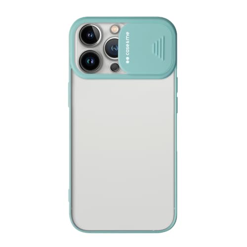 case&me Durchsichtige Schutzhülle mit Rundumschutz für Kamera, iPhone 12 Pro, Abnehmbarer Kameraschutz, Hellblau von case&me