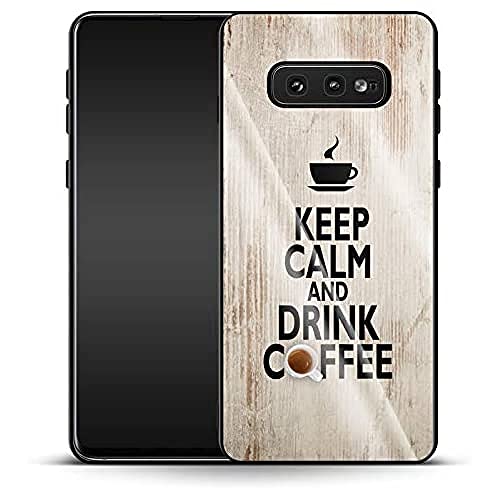 caseable Samsung Galaxy S10e Luxus Glas Handyhülle - stoßdämpfend & Kratzfeste Oberfläche - Buntes Design - Drink Coffee von caseable
