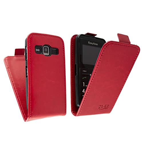 caseroxx Flip Cover für Easyfone Prime-A7 in rot – Handy-Tasche mit Kreditkartenfächern & Magnetverschluss aus Kunstleder, schlank & funktional von caseroxx
