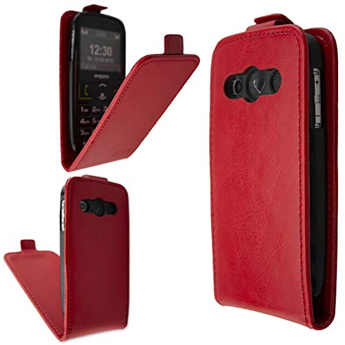 caseroxx Flip Cover für Emporia Euphoria V50 / Active V50 4G in rot – Handy-Tasche mit Kreditkartenfächern & Magnetverschluss aus Kunstleder, schlank & funktional von caseroxx