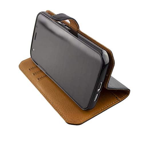 caseroxx Bookstyle Handytasche für Cat S52 in schwarz – Klapphülle aus Kunstleder mit Kreditkartenfächern, Magnetverschluss, Standfunktion & Rundumschutz für Display und Gehäuse von caseroxx