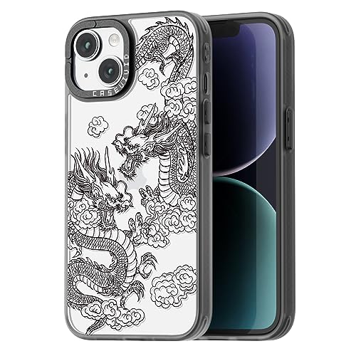 casevivid Kompatibel mit iPhone 15 Hülle, niedliche Ästhetik – langlebige Mode lustige Handyhülle – Drache Muster Cover Design für iPhone 15 6.1 Zoll Schwarz von casevivid