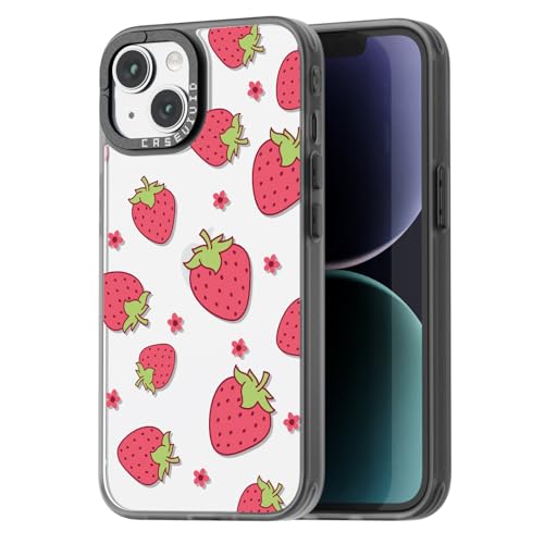 casevivid Kompatibel mit iPhone 15 Hülle, niedliche Ästhetik – langlebige Mode lustige Handyhülle – Erdbeere Muster Cover Design für iPhone 15 6.1 Zoll Schwarz von casevivid