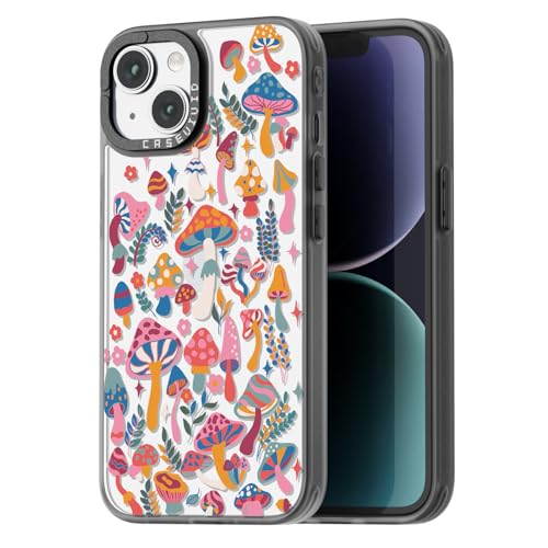 casevivid Kompatibel mit iPhone 15 Hülle, niedliche Ästhetik – langlebige Mode lustige Handyhülle – Pilz Dschungel Muster Cover Design für iPhone 15 6.1 Zoll Schwarz von casevivid